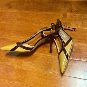 Manolo Blahnik Yellow and Brown Heels